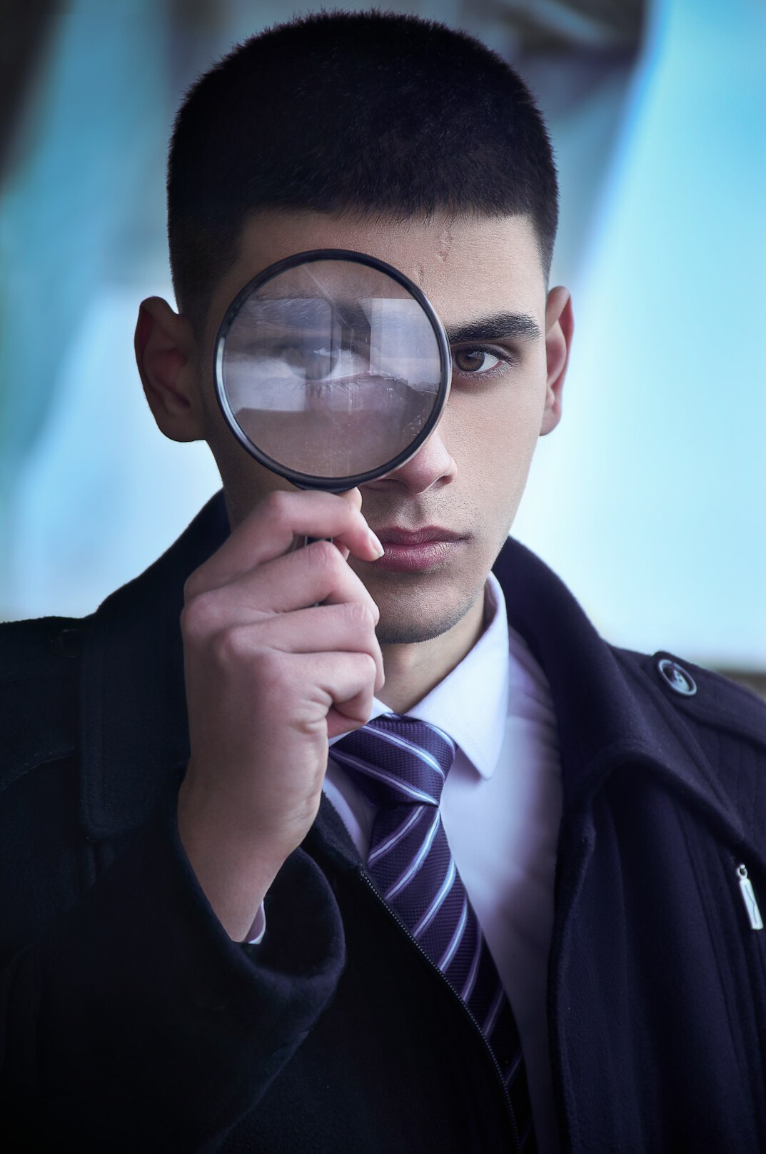 detective examining clues